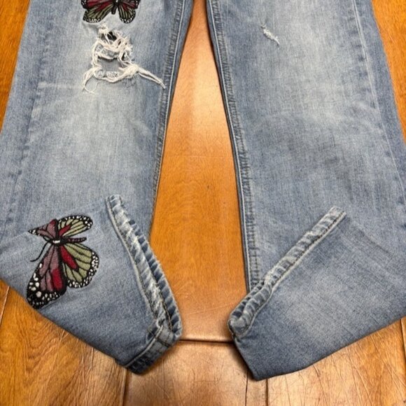 Lucky Brand Womens Y2K Jeans Bridgette Straight Size 26 Butterfly Embroidered - Picture 13 of 13